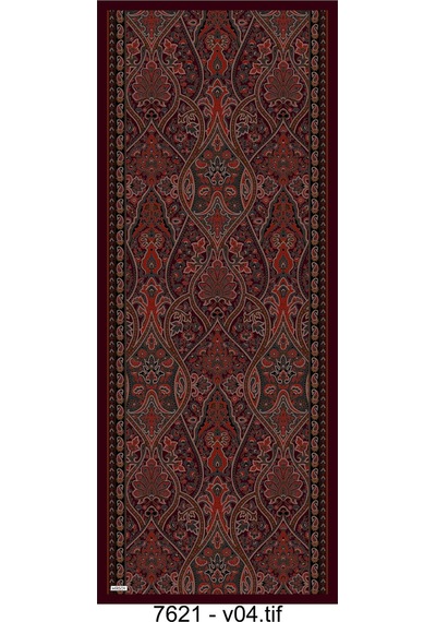 Mirsoy Scarf Sara Etnik Desen Şal Bordo