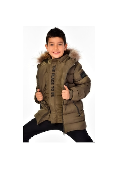 Natürel Kürklü Erkek Çocuk Mont 51248 Haki
