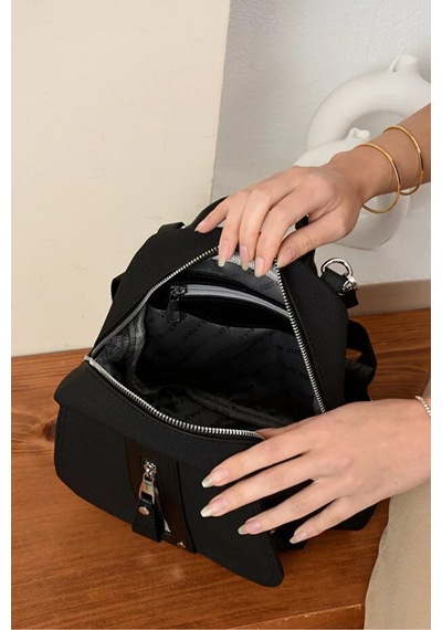 Just Polo Günlük Kombinlere Uygun Kadın Orta Boy Ayarlanabilir Askılı Şık Lakost Sırt Çantası Shopper Siyah