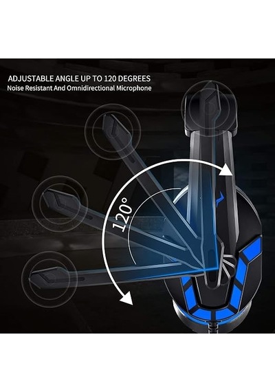 Model Ps-4 Profesyonel Mikrofonlu Oyuncu Kulaklığı - Mavi Led Işıklı Stereo Gaming Headset
