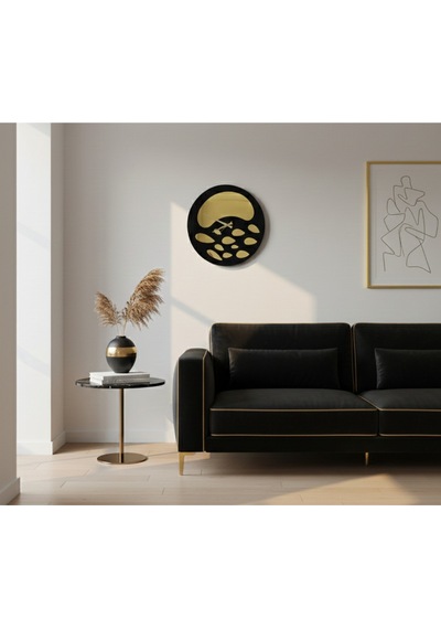 Nova Model Duvar Saati 50 X 50 Cm - Duvar Dekorasyon Ürünleri Siyah Gold