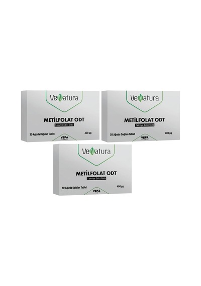 Venatura Metilfolat 400 Mcg Ağızda Dağılan 30 Tablet 3 Adet