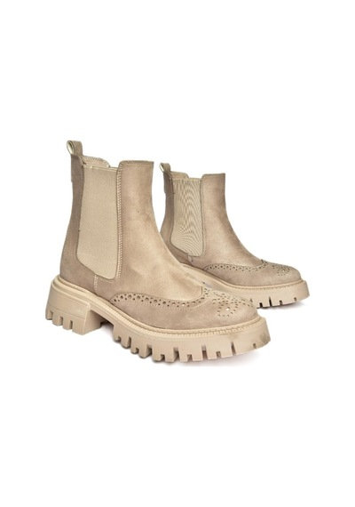 Fox Shoes R312152902 Vizon Süet Kalın Tabanlı Kadın Bot Vizon Süet