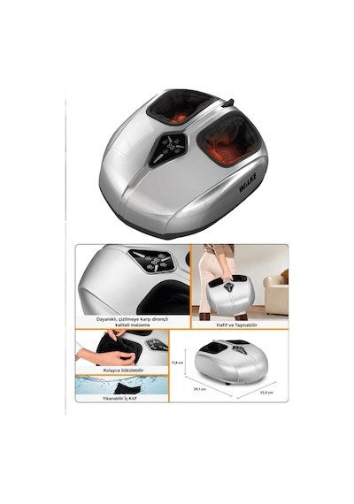 Walke Premium Uzaktan Kumandalı Isıtmalı Ayak Masaj Aleti A-02 Gri