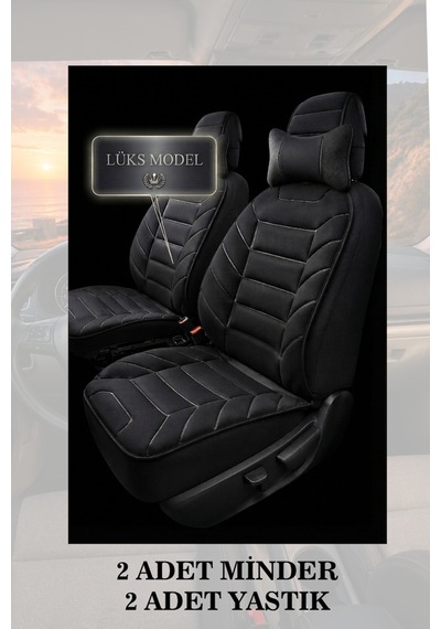 Audi A3 2010 Uyumlu Lüks Siyah Renk Premium 2 Adet Minder Ve Yastık