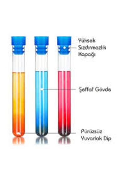 Aropi Plastik Deney Tüpü 16X100 mm Dibi Yuvarlak Şeffaf / Kapaklı 100 Adet
