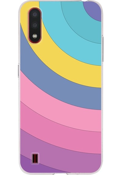 Samsung Uyumlu Galaxy A01 Kapak Renk Cümbüşü Tasarımlı Şeffaf Silikon Kılıf