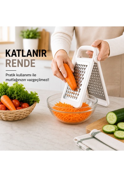 Sariva Home Katlanır Rende Ayrılabilir 2 Parçalı Çift Fonksiyonlu Kompakt Tasarım Pratik Mutfak Rendesi Sariva Home Beyaz