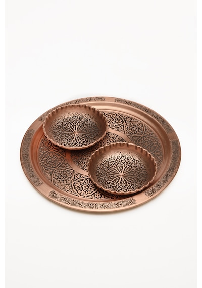 Dmt Gaziantep Bakır Çerezlik Seti Kuruyemiş 2 'lı Set 10cm X 3cm 24cm Tepsi