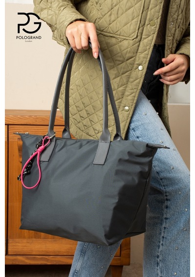 Orijinal Geniş Hacimli Su Geçirmez Paraşüt Kumaş Shopper Trend Ve Şık Büyük Boy Omuz Ve Kol Çantası Gri