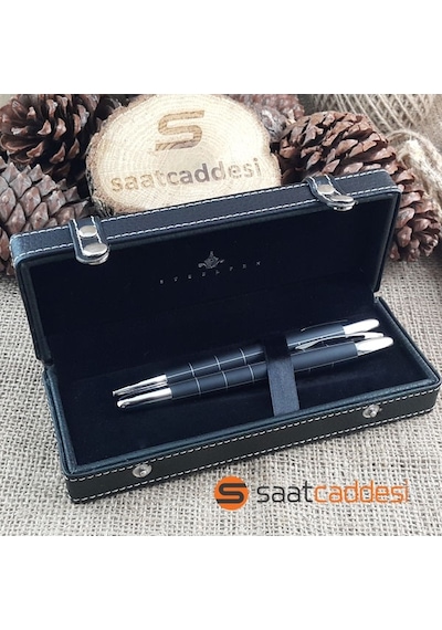 Steel Pen İsme Özel 2 Li Desenli Metal Kalem Seti