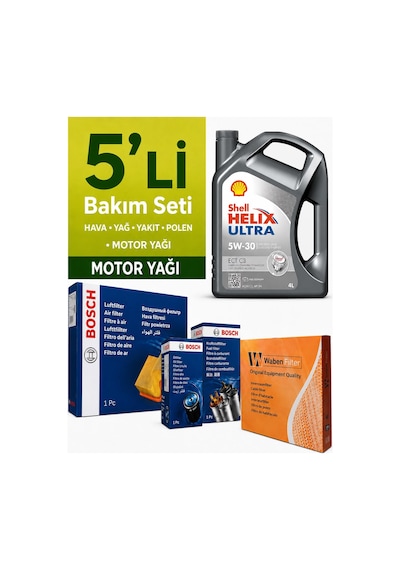 Bosch Citroen C-elysee 1.5 Dizel Filtre Bakım Seti-shell Helix Ultra Ect 5w30 4lt 2018-2023 5 Li