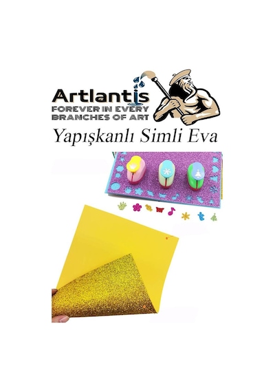 Simli Yapışkanlı Eva 50x70 Cm 10 Renk 1 Paket Simli Yapışkanlı Eva Süngeri 10'lu Okul Kreş Anasınıfı Elişi Etkinlikleri
