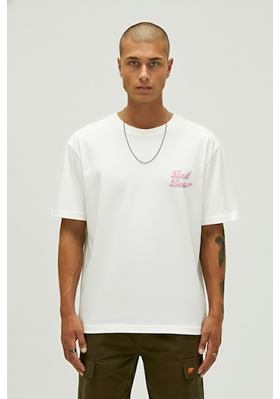 Bad Bear Bad Pink Beyaz Erkek Baskılı Tişört Beyaz