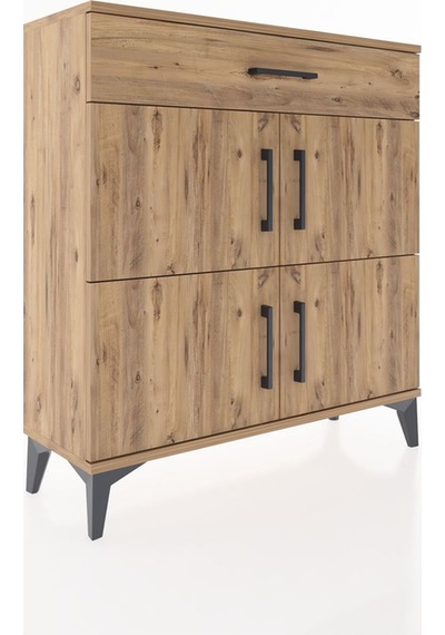 Arges Şifonyer 3 Raflı Tek Çekmeceli 4 Kapaklı 88x30x96 Çam-çam Çam