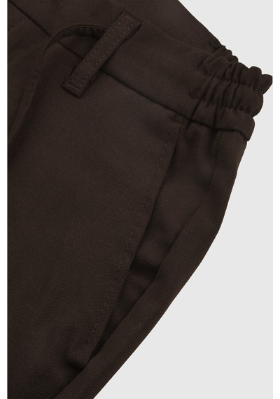 Deepsea Erkek Koyu Kahve Likralı Beli Lastikli & İpli Dar Kesim Şık Kumaş Pantolon 2600572