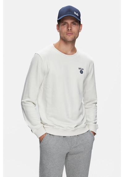 Ucla Valley Bej Bisiklet Yaka Baskılı Standart Fit Erkek Sweatshirt Bej