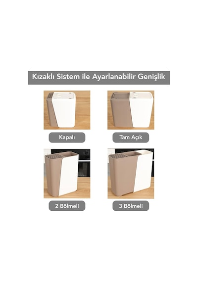 Çok Fonksiyonlu Mutfak Düzenleyici, 2-3 Bölmeli Ayarlanabilir Genişlik, Çatal Kaşık Bıçak Tutucu, 17-24 Cm Genişlik Krem Diğer