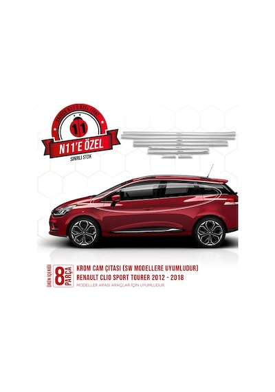 intakrom Renault Clio 4 Sport Tourer Krom Cam Çıtası 8 Parça 2012-2018 N11.5128