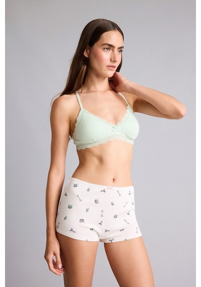Defacto Pamuklu Dantel Detaylı Ribana Açık Pembe Boxer G6447ax26smpn648 Pembe-pn648