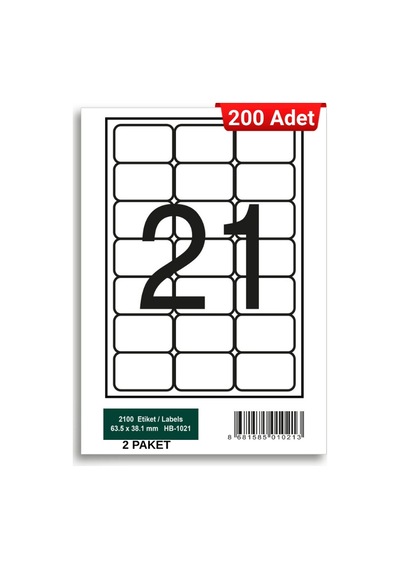 Herboy Hb-1021 63,5 X 38,1 Mm A4 Laser Etiket 200 Adet