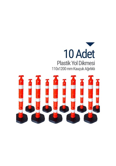 İleri Trafik Kauçuk Ağırlıklı Plastik Yol Dikmesi 534230993 110 x 1200 MM 10'lu Set