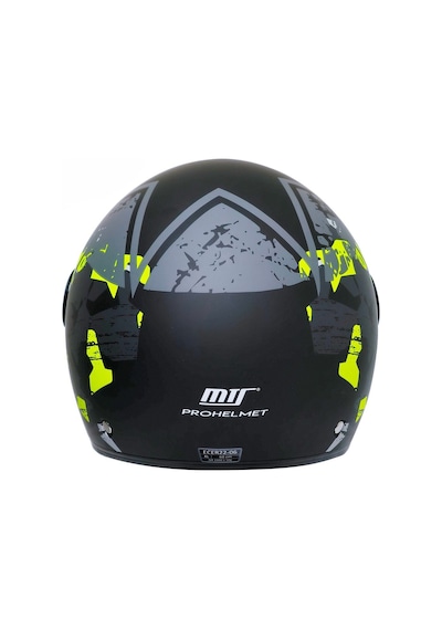 Motosiklet Yarım Kask Siyah Vizör R22.06 Sertifika Fiber Material Neon Camo Motor Kaskı Gri