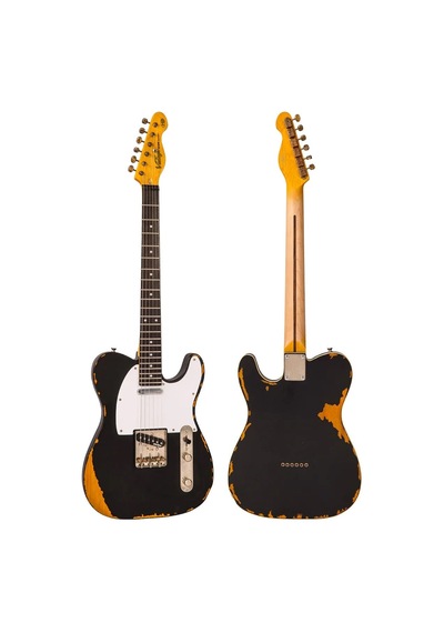 Vintage V62 Icon Elektro Gitar - Distressed Black