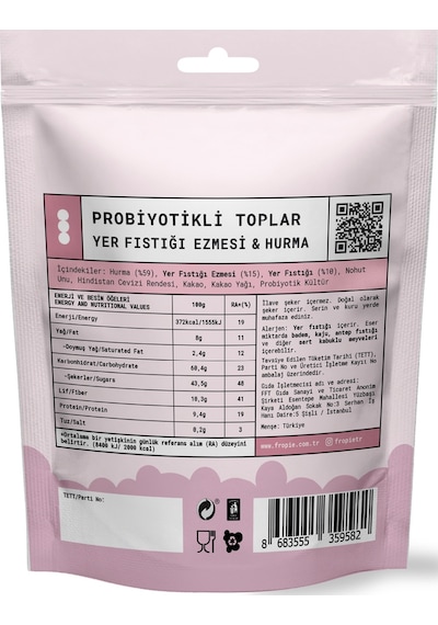 Fropie Probiyotikli Meyve Topları - Hindistan Cevizi Kaplı & Yer Fıstığı Ezmeli 80 G