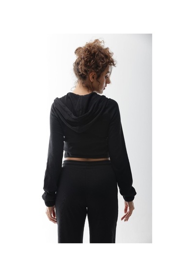 Kaşkorse Siyah Fitilli Fermuarlı Sweatshirt Siyah