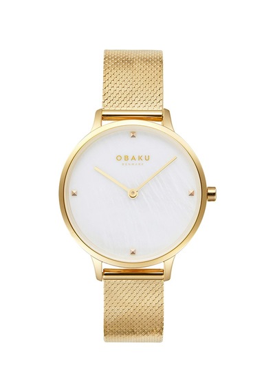 Obaku Denmark V295lxgwhg Quartz Çelik Hasır Altın Rengi Beyaz Kadran 34 Mm Kadın Kol Saati