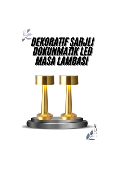 Kablosuz Renkli Masa Ve Gece Lambası Altın Rengi Dokunmatik Led Lamba 1033
