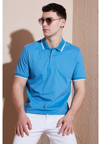 Buratti Pamuklu Regular Fit Erkek Polo Yaka T Shirt 5902063 Açık Mavi-Ekru Buratti Pamuklu Regular Fit Erkek Polo Yaka T Shirt 5902063 Açık Mavi-Ekru