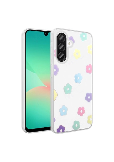 Samsung Uyumlu Galaxy A26 Kılıf Şeffaf Figürlü Zore Folk Sert Kapak Papatya
