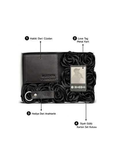 Mft Leather Marks Rose Box Set Hakiki Deri Erkek Cüzdan - 8009 Siyah