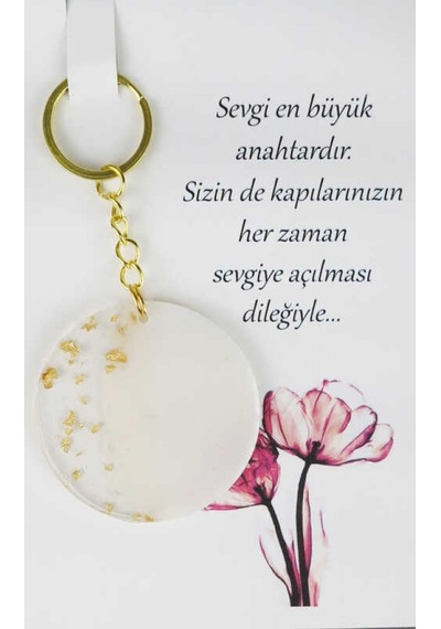 Epoksi Anahtarlık Kartlı Yuvarlak Altın Pk:1 25 Adet
