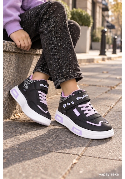 Mini Bonito Unisex Çocuk Sneaker Işıklı Tabanlı Günlük Spor Ayakkabı 26-30 Numara Arası Işıklı Lila
