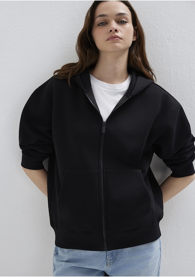 Mavi - Mavi Logo Nakış Detaylı Kapüşonlu Siyah Sweatshirt 1s10532-900 Siyah