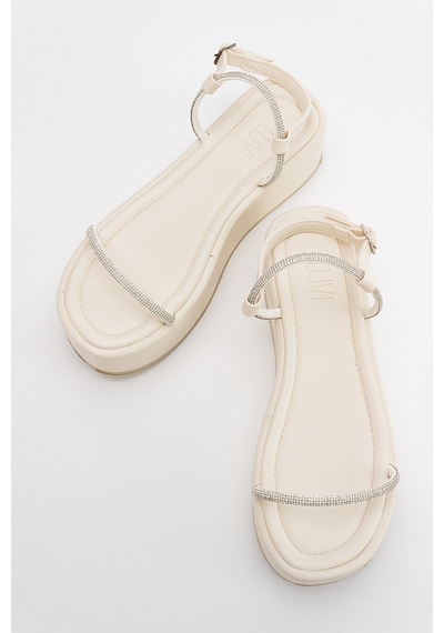 Luvishoes Ekos Ekru Bej Kadın Sandalet Bej - Ekru
