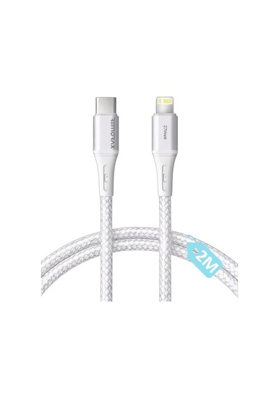 Type C-lightning Uyumlu, 2metre Örgülü 27watt Pd Hızlı Şarj Kablosu, Remorax Wahoo 1ad X 2metre Beyaz Diğer