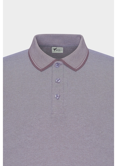 AC&Co / Altınyıldız Classics 4A4820200047MBYXL Düğmeli Polo Yaka Cepsiz Slim Fit Erkek Tişört Mor - Beyaz