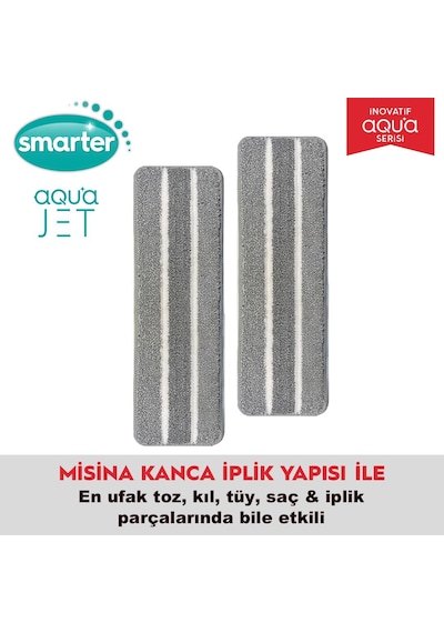 Smarter Aqua Jet Yedek Mop Yeni Model 2 Adet Temiz & Kirli Suyu Ayırma Özelliği Tablet Mop Temizlik Seti Paspas