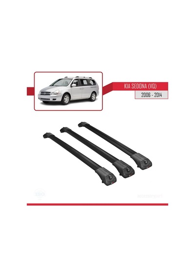 Kia Sedona Vq 2006-2014 Arası İle Uyumlu Ace-1 Ara Atkı Tavan Barı Siyah 3 Adet Bar