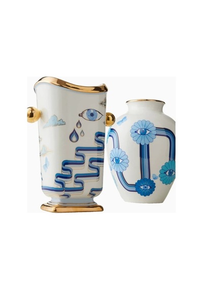Jonathan Adler Sürreal Ilhamlı Porselen, Dekoratif Heykelsi Tasarım Vazo Beyaz