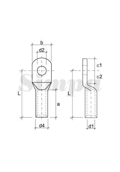 Simpa Skp-e/016-m06/sd Ekonomik Tip Kablo Pabucu Standart Delik 16mm2 M6 - 500 Adet