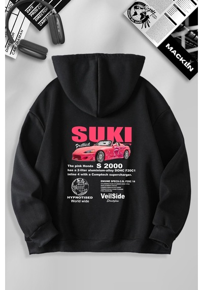 Macklin Unisex Kadın Erkek Hızlı Ve Öfkeli Suki Özel Tasarım Baskılı Kapşonlu Sweatshirt Siyah1 Mck1152 Siyah