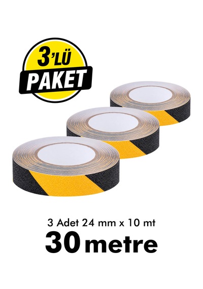 Unitape Sarı Siyah Merdiven/zemin Kaydırmaz Bant 24 Mm X 10 Mt 3 Lü Paket