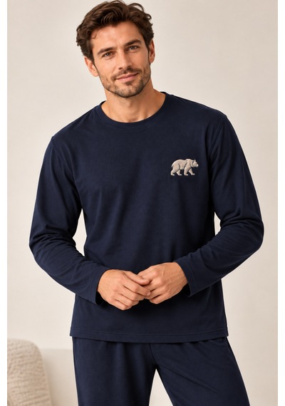 Free Beka Erkek Nakışlı Lacivert Uzun Kollu Penye Kumaş Mevsimlik Pijama Takımı Gri Free Beka Erkek Nakışlı Lacivert Uzun Kollu Penye Kumaş Mevsimlik Pijama Takımı Gri