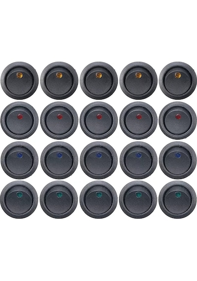 20 Adet 12V Nokta Işıklı 20Mm Marin Anahtar
