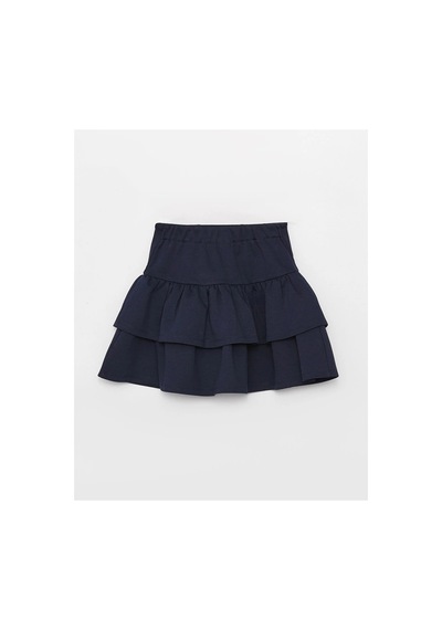 LC Waikiki Lcw Kids Yeni Sezon Beli Lastikli Katkat Kız Çocuk Etek Dark Navy
